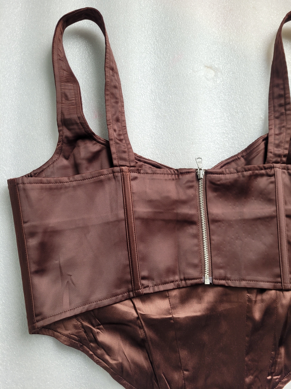 Revolve Bardot Satin Corset Top Ren Fair Brown 10 / XL - Picture 5 of 13